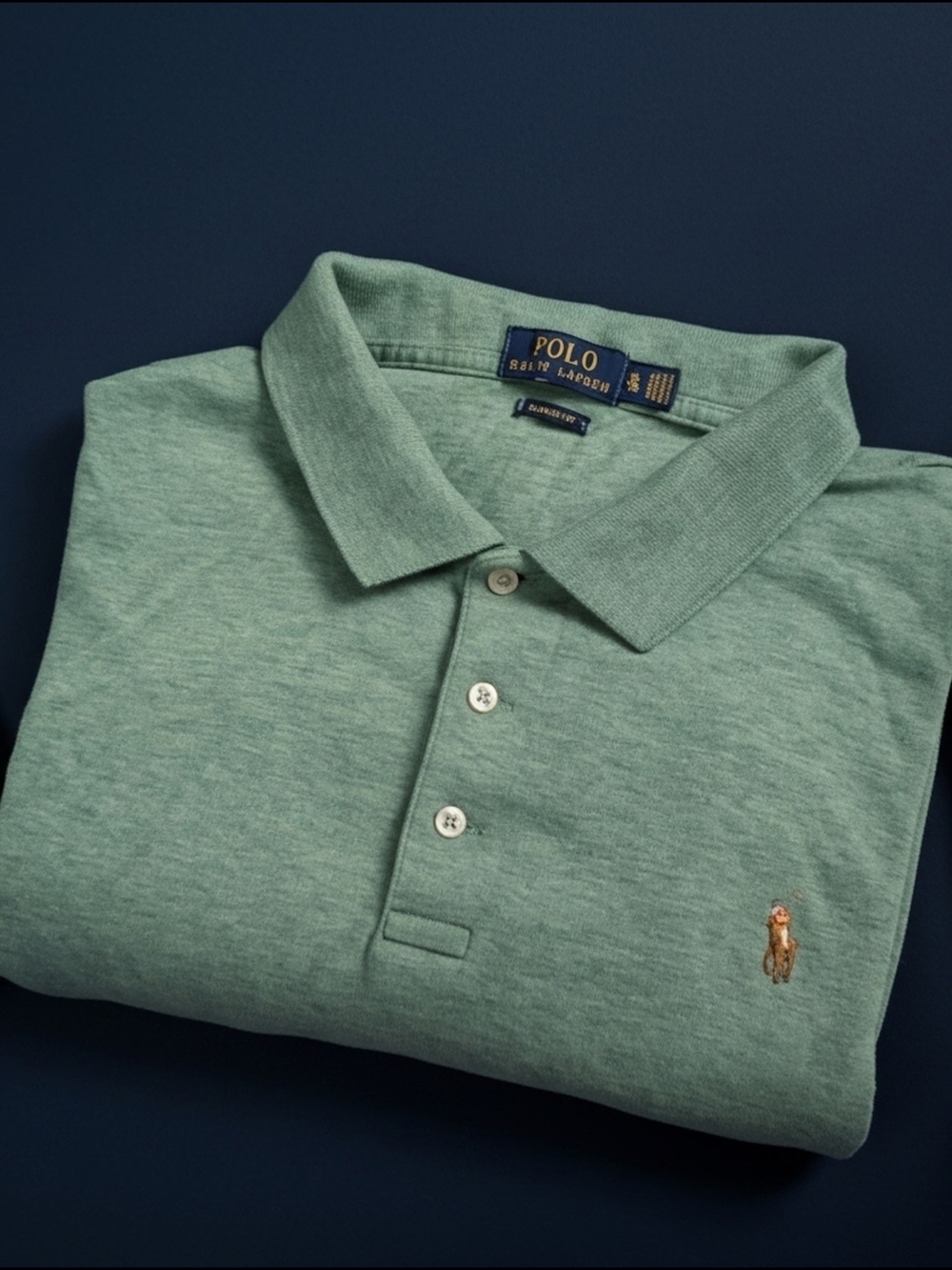 Polo Ralph Lauren Men's XL Green Short-Sleeve Polo Flesh Pony Preppy Old Money